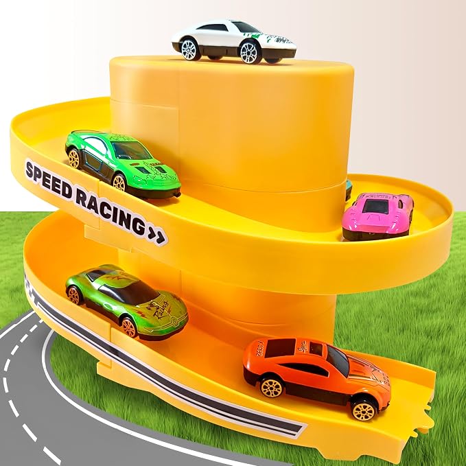Toy Car Track Storage Playset - Toddler Toys Car Track Set