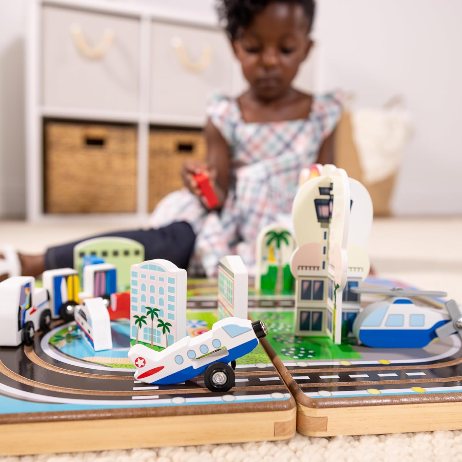 Airport Play Set, Vehicles, Built-in Tracks for Boys and Girls