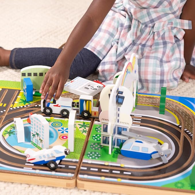 Airport Play Set, Vehicles, Built-in Tracks for Boys and Girls