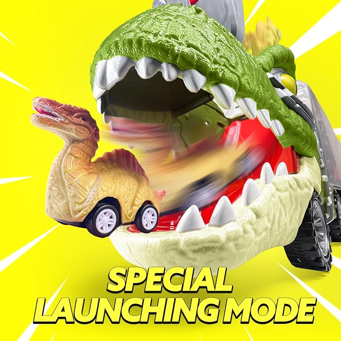 Transport Dinosaur Carrier Truck with 12 Pull Back Cars